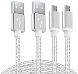 2 x 6Ft Micro USB Charging Cable Data Sync Charger Cord for Android Samsung LG - Picture 1 of 12