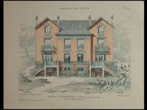 MAISON A LARDY - 1909 - PLANCHES ARCHITECTURE, LEON LEGER, ART NOUVEAU - Picture 1 of 2