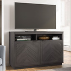 Contemporary  Herringbone TV Stand Unit up to 55 ins.  Sturdy Solid Gray