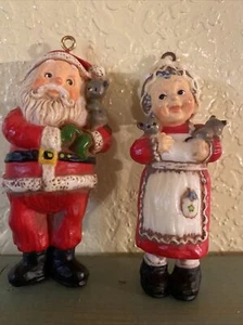 1981 Vintage Hallmark Keepsake Christmas 2 Ornaments MR. & MRS. CLAUS - Picture 1 of 2