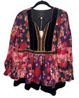 Johnny Was Kimmy Peasant Blouse Xs Floral Cotton Velvet Embroidered Top $350