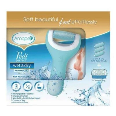 Amope Pedi Perfect Pedicure Rechargeable Foot File Wet Dry Refills Bag Gift New - Image 1 of 4