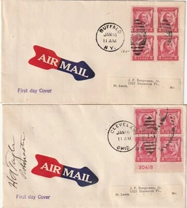 U.S. FDC Scott #690 Blocks of 4 p/m at Buffalo, Cleveland, Detroit, Milwaukee - Picture 1 of 4
