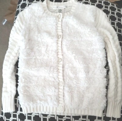 Little Girls Max Studio Size 4 Faux Fur Cardigan Sweater Off White - Image 1 of 4
