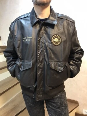 Excelled Vintage Leather Jacket A-2 Flyers USA Brown Size M Rare Auth - Image 1 of 4