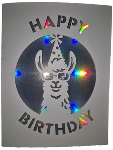 Birthday Card Lama Cut out Cut away Customisable - Picture 1 of 15