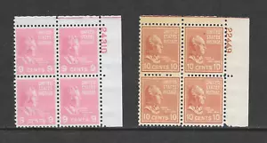 UNITED STATES SCOTT 814 - 815 MNH PLATE BLOCK/4 - 1938 FIFTH BUREAU ISSUE - Picture 1 of 2