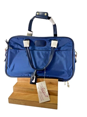 Equipaje de mano de viaje Jaguar vintage años 80 nuevo con etiquetas azul marino 20x12,5x6" Foto 1 de 4