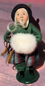 Byers Choice Carolers Damen Eisläufer 1988 grün Mantel kariert Rock Weihnachten - Bild 1 von 9