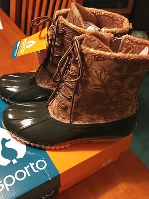 Botas Sporto Mujer Bella Duck Impermeables Imitación Cuero Tooled Floral Talla 8M9  Foto 1 de 3