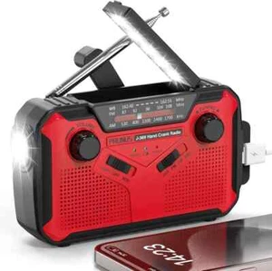 Prunus J-369 11100mWh Notfall Wetter Radio, AA Batterien/Hand rot - Bild 1 von 6