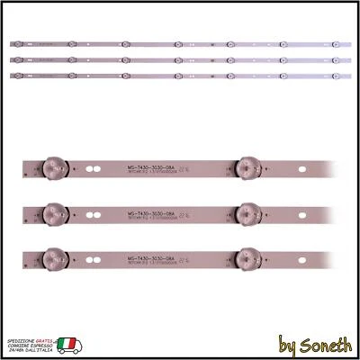 PER NORDMENDE KIT 3 BARRE LED PER TV NORDMENDE ND43S3300NM SMART ND43S3300NM SMART