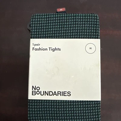 1-Pair NO BOUNDARIES Women’s M Sheer Color Fashion Tights • black/green - Image 1 of 3