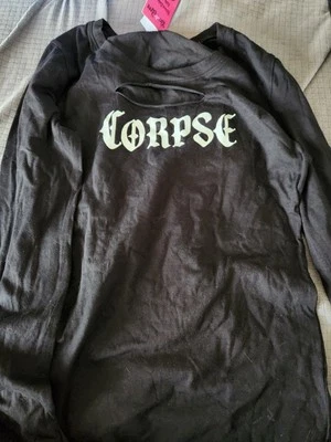 Camisa elástica Demi Loon Corpse manga longa feminina média recortada peito frontal - Imagem 1 de 3