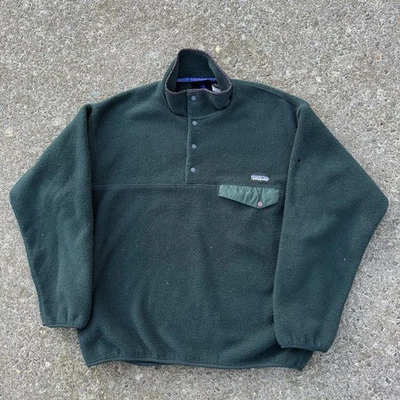 Chaqueta Pullover Polar Vintage Años 90 Patagonia Synchilla Snap-T Talla L Verde Foto 1 de 4
