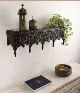 Wood Hand Carved Wall Bracket Wooden Wall Shelf Wooden Hand Carving Wall Shelf - Picture 1 of 4