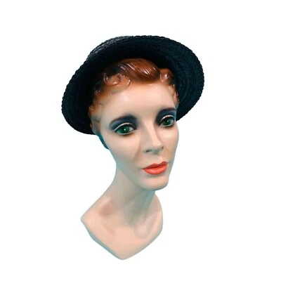 Vintage 1950s Wicker Hat Small Brim Straw Cap - Image 1 of 4