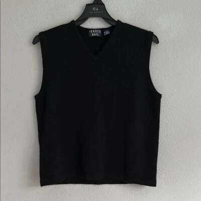 Trader bay men’s Black Sleeveless Sweater Vest wool merino blend - Image 1 of 4