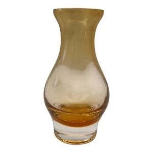 KROSNO POLAND FOR CRATE And BARREL AMBER GLASS DIVA Bud VASE MADE IN POLAND - Picture 1 of 8