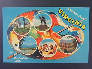 Saludos desde Virginia Stonewall Jackson Multi-Vista Vintage Color Postal 1963 - Imagen 1 de 2