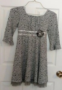 Emily West Girl's Christmas Holiday Dress Gray Silver Sparkle Sz 12 Cheetah - Picture 1 of 3
