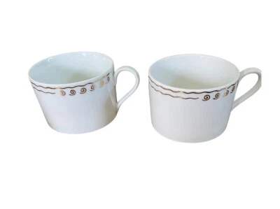 Pottery Barn Nile - Set of 2 Coffee Cups (White and Gold) - Image 1 of 4