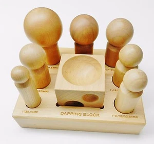 Dapping Block & Punches Large Wooden Set 7 Sizes Wood Forming Jewelry Making - Picture 1 of 12