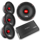 Produktbild - DS18 Combo 4 6.5 Midrange Loud Car Speakers + 600W 4 Channel Amp Package