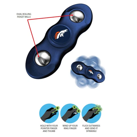 New NFL Denver Broncos 2 in 1 Flik Fidget Hand Spinner & Rolling Balls Cover