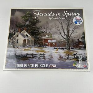 Friends in Spring Puzzle Fred Swan White Mountain 1000 Piece USA Made New