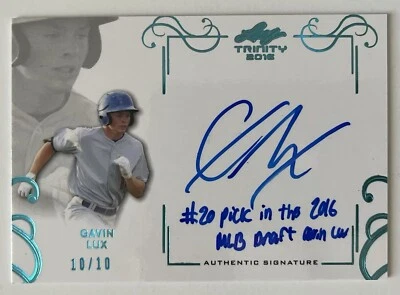 Gavin Lux Dodgers 2016 Leaf Trinity Blue Spectrum 10/10 Auto Autograph Rookie RC - Image 1 of 2