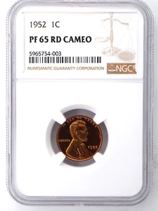 1952 PROOF LINCOLN CENT NGC PF65RD CAMEO 754003 - Picture 1 of 2