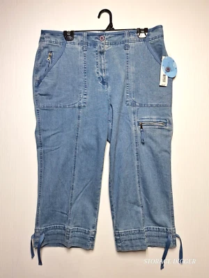 Pantalones de mezclilla capri para mujer Westbound azules bolsillos con cremallera tiro alto talla 14 Foto 1 de 4