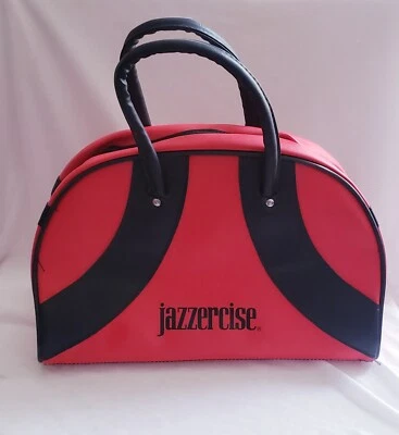 Vintage 80's Jazzersize Blondy Art Red Black  PVC Bowler Gym Handbag Purse Sz M  - Image 1 of 4