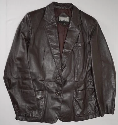 Chaqueta de cuero marrón City Streets para mujer talla 16 ajuste a medida blazer cuello solapa Foto 1 de 4