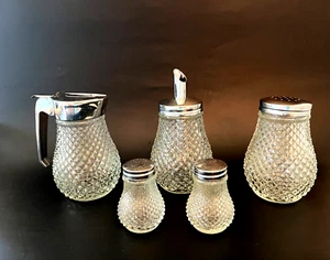 VTG-1950s Retro Kitchen Server Set, Pressed Glass 5 Piece Set - Picture 1 of 7