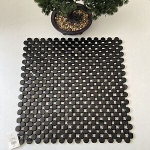 Z Gallerie Black Bamboo Bead Placemat Beaded 15”x15” NWT
