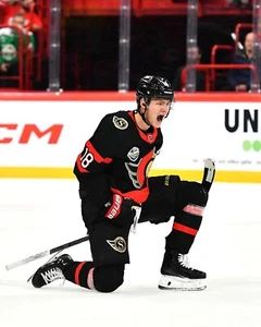 Tim Stutzle 2023 Global Series Overtime GWG Ottawa Senators 8x10 NHL Photo - Picture 1 of 1