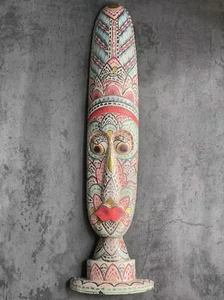 HUGE 26" Hand-Painted Balinese Wooden Mask Indonesia Tribal Folk Art Wall Décor - Picture 1 of 10