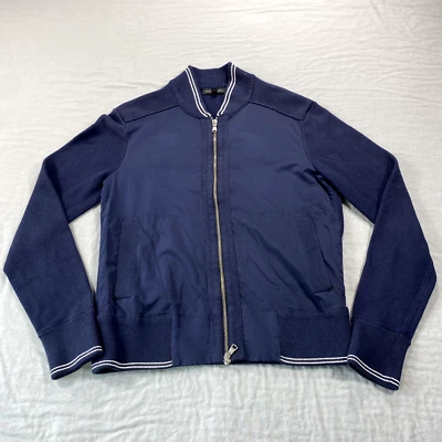 Chaqueta Banana Republic Para Hombre Mediana Azul Nylon Algodón Cremallera Completa Preppy Bomber Foto 1 de 4