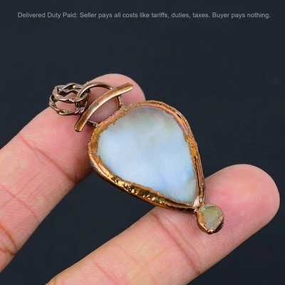 Venta Black Friday Piedra Madreperla Nuevo Colgante Electroformado Joyería Cobre Foto 1 de 4