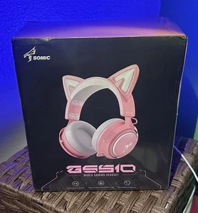 SOMIC GS510 3.5MM Cat Ear Headset Wired Gaming Headset PS5/ PS4/PC Pink Sealed - Picture 1 of 4