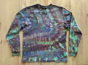 Teddy Fresh Unisex Langarm T-Shirt mit Tasche Gr. Medium CUSTOM TIE-DYED - Bild 1 von 8