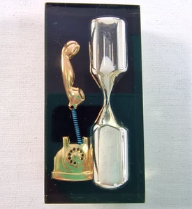 Sanduhr Telefon Telefonuhr Lucite Acrylglas Harz Deko 1970er Vintage - Afbeelding 1 van 6