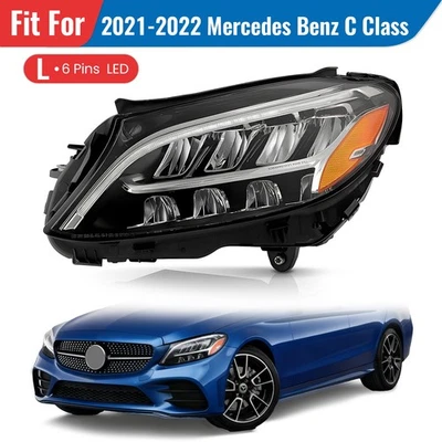 6-Pins LED Headlight For 2021 2022 Mercedes Benz C Class w/o Cornering Lamp Left Foto 1 de 4