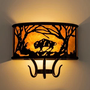 Farmhouse Wall Sconce, Rustic Vintage Indoor Wall Light Fixture, 2-Light West... - Picture 1 of 9