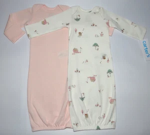 Baby girl clothes, Preemie, Carter's 2 sleeper Gowns - Picture 1 of 10
