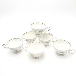 Germany Johann Haviland Blue Garland Porcelain Tea Cups 5"W 2.5"H Set of 6 - Picture 1 of 12