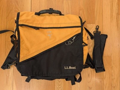 LL Bean The Big Easy Pack Mochila Mensajero para Portátil Amarillo Negro Bolsillos Foto 1 de 4