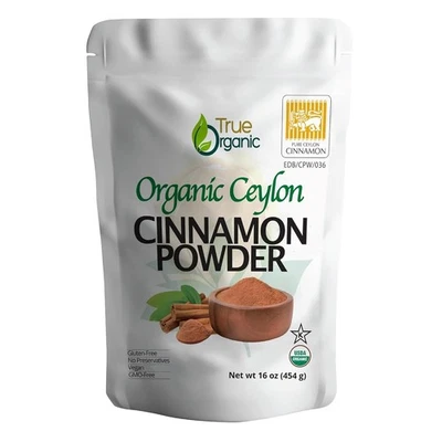 BRANDED True Organic Ceylon Cinnamon Powder, 1 lb, Premium Grade, Gluten Free